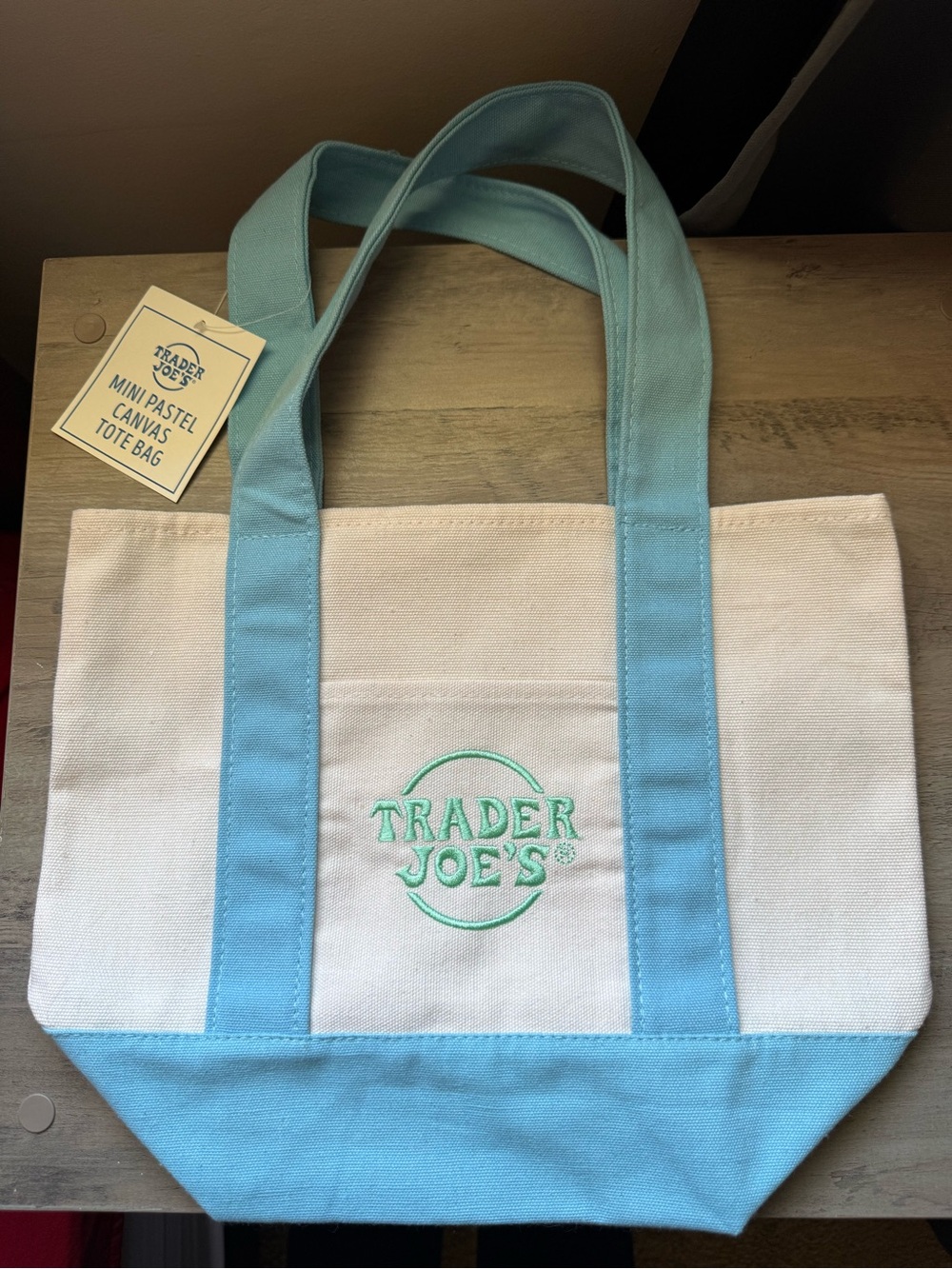 Trader Joe’s Mini Canvas Tote Light Blue